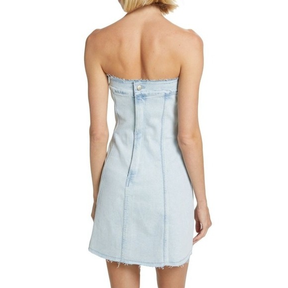 GOOD‎ AMERICAN Denim Tube Dress Size XL Strapless Mini Light Wash - Picture 11 of 12